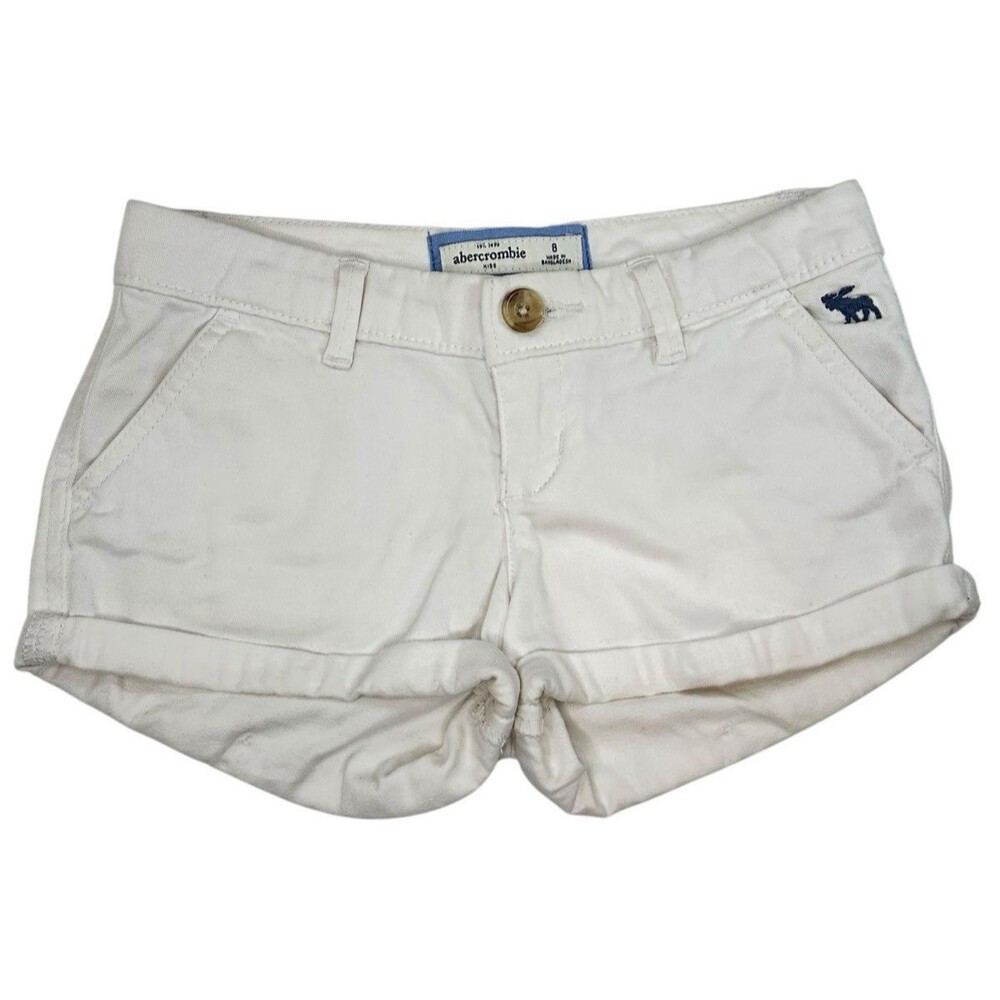 Abercrombie Kids Shorts White Girls Sz 8 Cuffed Beach Summer Soft Jean Moose